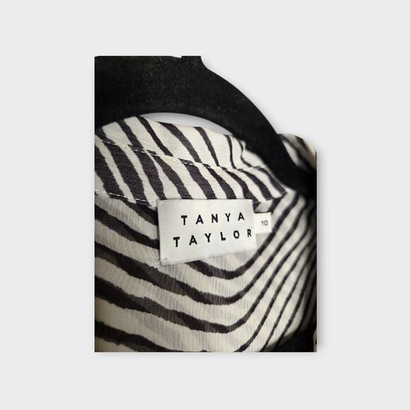 Tanya Taylor Women's Ryann Zebra Print Blouse Large Silk Semi-Sheer Animal - Picture 4 of 8